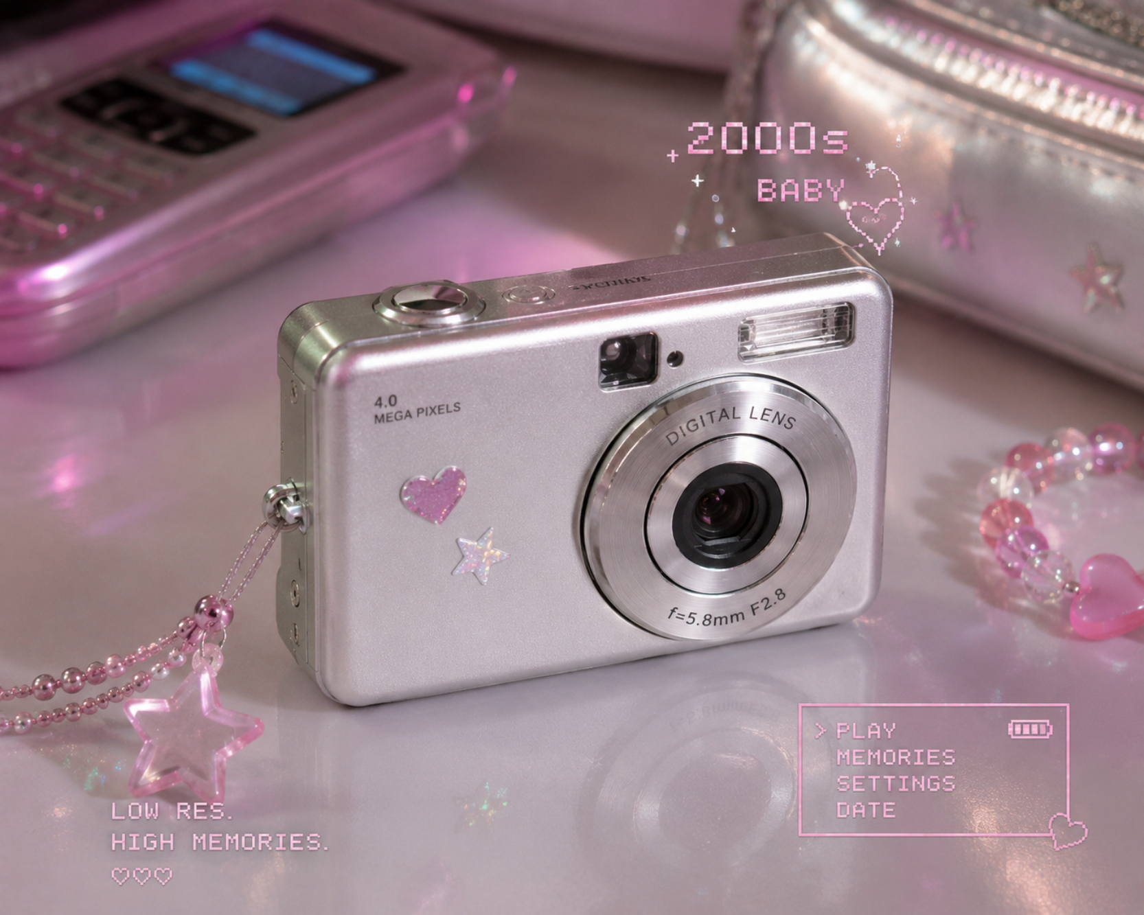 Digital camera y2k metallic silver